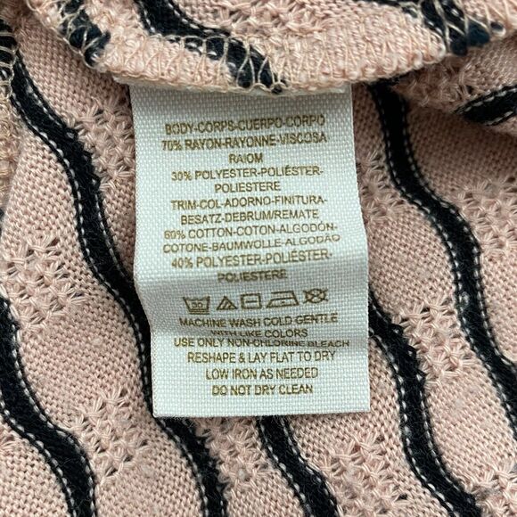 Free People Long Sleeve Peplum Top Womens M Pink Black Striped Pin Up Hourglass - Picture 10 of 11